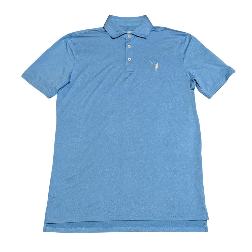 No Laying Up Mens Golf Polo Shirt Blue Short Sleeve Performance Stretch Size M